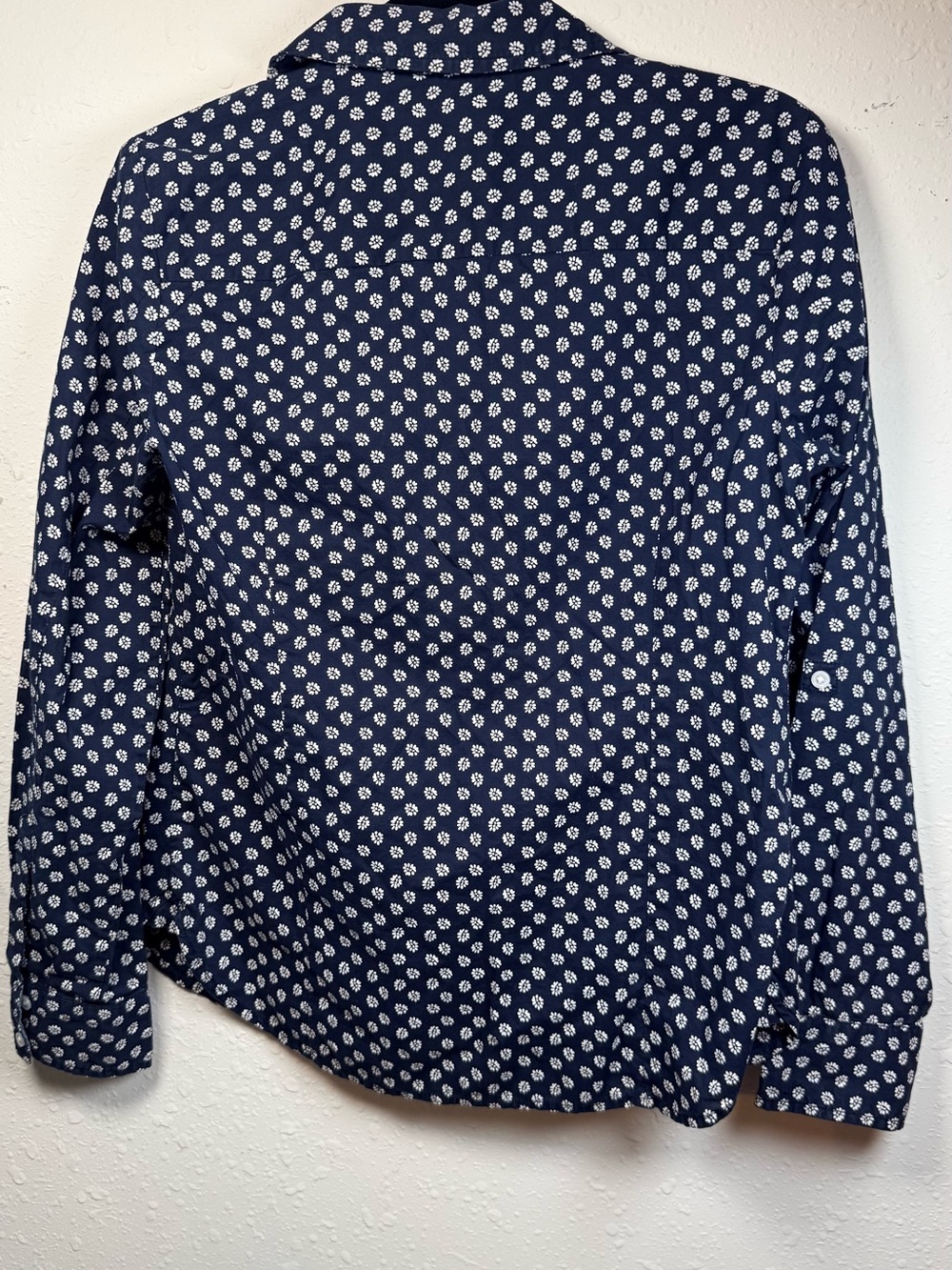Tommy Hilfiger Floral Button Front Shirt Navy White Cotton Long Sleeve Preppy - Picture 5 of 9